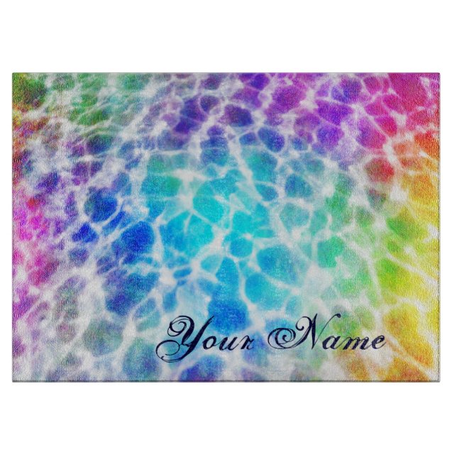 Tabla De Cortar Efecto arcoiris ondulado tiedye hippie (Anverso)