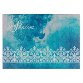Tabla De Cortar Efecto de Shalom Lace sobre el desafío azul