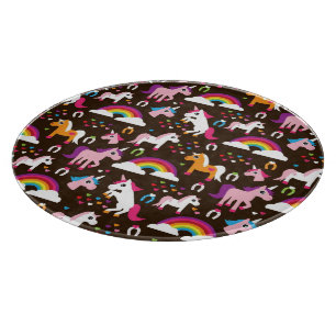 Tabla De Cortar el arco iris del unicornio embroma el caballo del