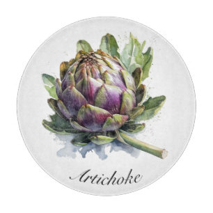 Tabla De Cortar El Corazón del Jardín: Artichoke en acuarela
