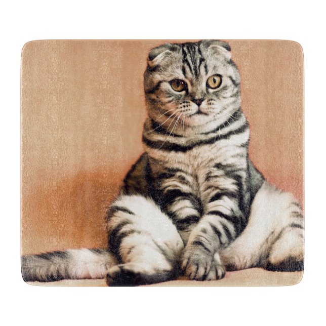 Tabla De Cortar El Gatito Cute Se Extiende (Anverso)