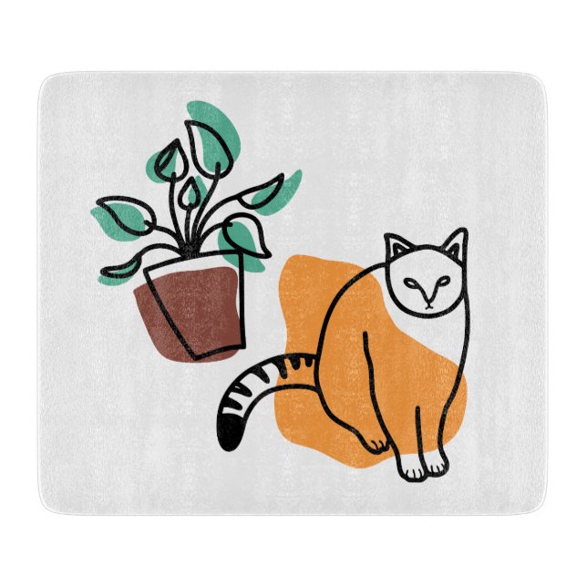 Tabla De Cortar El gato y la planta (Anverso)
