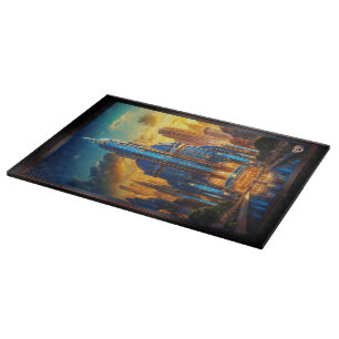 Tabla De Cortar El Gran Art Decó Blue Plaza Pavillon de Xzendor7