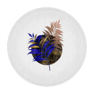 Tabla De Cortar El helecho azul en círculo negro