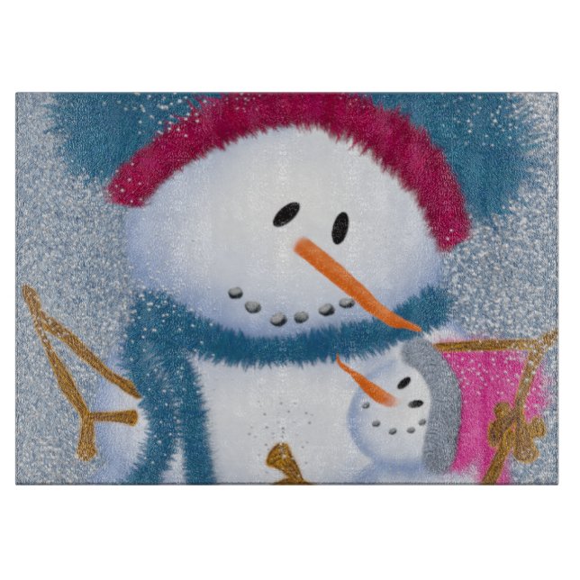Tabla De Cortar El Ilustracion SnowMomma Y SnowGirl (Anverso)