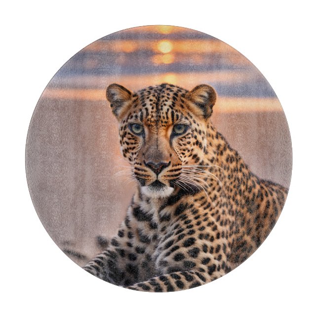 Tabla De Cortar El leopardo en la playa (Anverso)