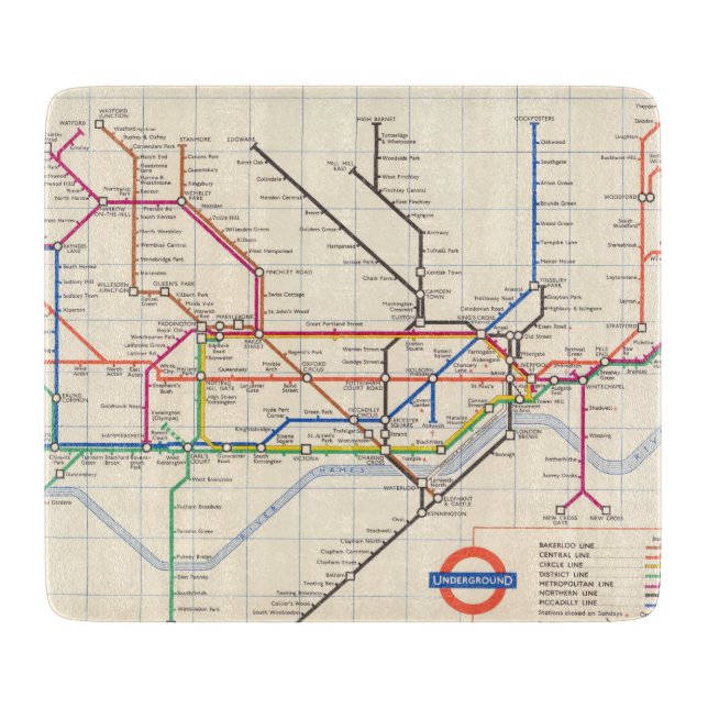Tabla De Cortar El mapa subterráneo de Londres (Anverso)