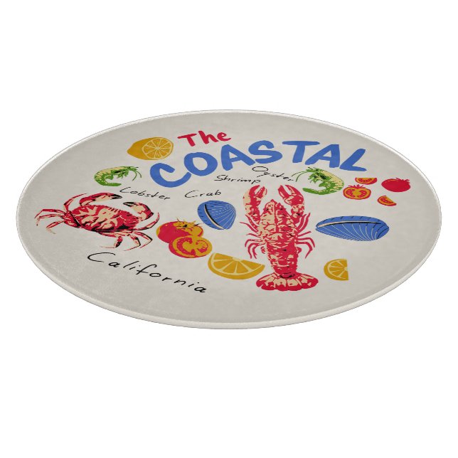 Tabla De Cortar El Mercado de Mariscos Costero (Borde)