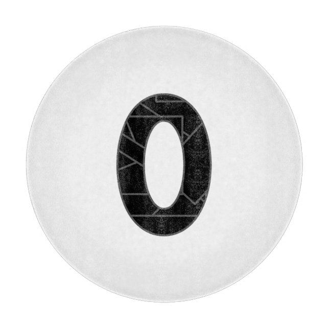 Tabla De Cortar El número cero (0) en negro (Anverso)