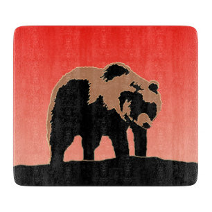 Tabla De Cortar El oso pardo al atardecer - Arte de vida salvaje o