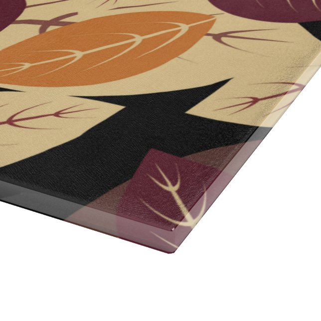 Tabla De Cortar El Otoño Sencillo Deja Oscuro (Borde)