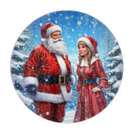 Tabla De Cortar El Papá Noel festivo y la Sra. Claus