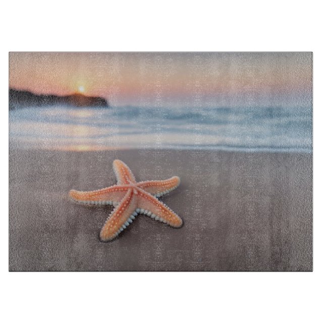 Tabla De Cortar El pez estrella en la playa (Anverso)