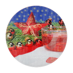 Tabla De Cortar el tablón redondo de filo de vidrio navidad