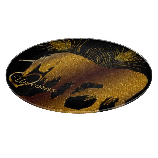 Tabla De Cortar El unicornio dorado (Borde)