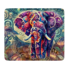 Tabla De Cortar Elefante caprichoso en la noche Estrellas moradas 