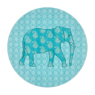 Tabla De Cortar Elefante de cachemira - turquesa y aqua