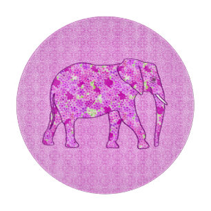 Tabla De Cortar elefante de flores - orquídea y magenta