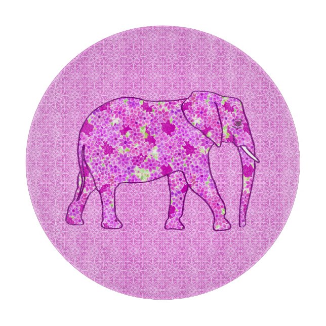 Tabla De Cortar elefante de flores - orquídea y magenta (Anverso)