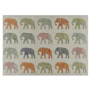 Tabla De Cortar Elefante Patrón de Animal Colorido Contemporáneo