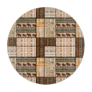 Tabla De Cortar Elefantes africanos de patchwork: Textura fundamen