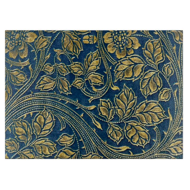 Tabla de cortar elegancia azul dorada (Anverso)