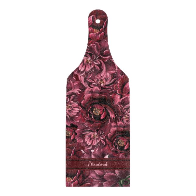 Tabla De Cortar Elegancia de Flor de Borgoña (Anverso)