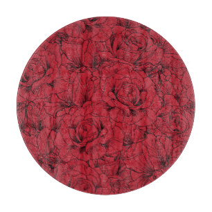 Tabla De Cortar Elegancia de rosas rojas vintage