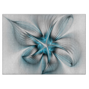 Tabla De Cortar Elegancia floral arte fractal abstracto azul moder