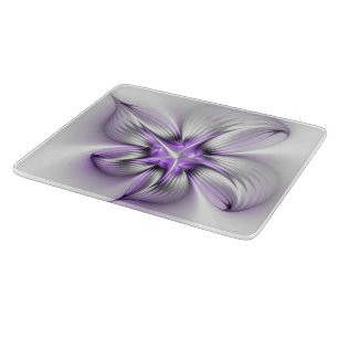 Tabla De Cortar Elegancia floral moderna arte abstracto violeta fr