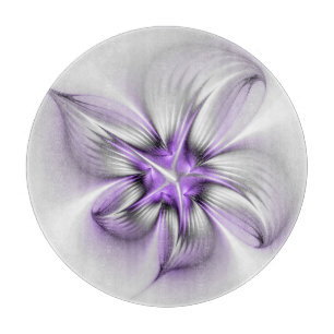 Tabla De Cortar Elegancia floral moderna arte abstracto violeta fr