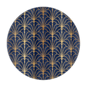 Tabla De Cortar Elegancia oriental: Patrón de fanáticos dorados