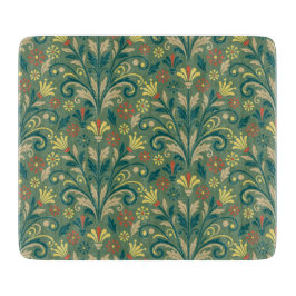 Tabla De Cortar Elegant Floral Pattern in Yellow and Red on Green