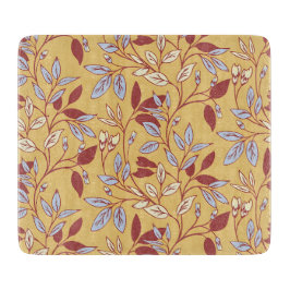 Tabla De Cortar Elegant Floral Pattern with Red and Blue Leaves