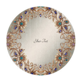 Tabla De Cortar Elegant Gold Jewel Flowers Cutting Board