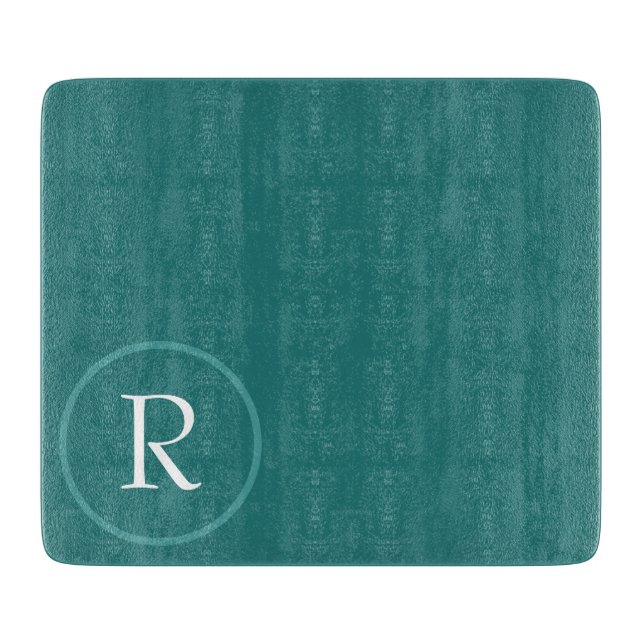 Tabla De Cortar Elegant Green &White Monogram Cutting Board (Anverso)