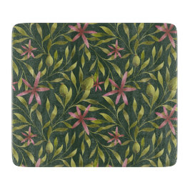 Tabla De Cortar Elegant Pink Flower Pattern on Dark Background