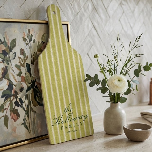 Tabla De Cortar Elegant Stripe Script Typography Family Name  (Elegant Stripe Script Typography Family Name Cutting Board)