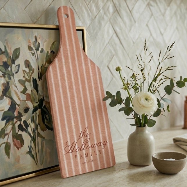 Tabla De Cortar Elegant Stripe Script Typography Family Name  (Elegant Stripe Script Typography Family Name Cutting Board)