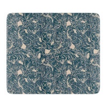 Elegant Teal Botanical Swirl Seamless Pattern