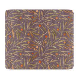 Tabla De Cortar Elegant Watercolor Leaf Pattern  Purple Background