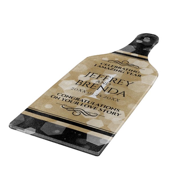 Tabla De Cortar Elegante 1er aniversario de Boda de papel (Borde)