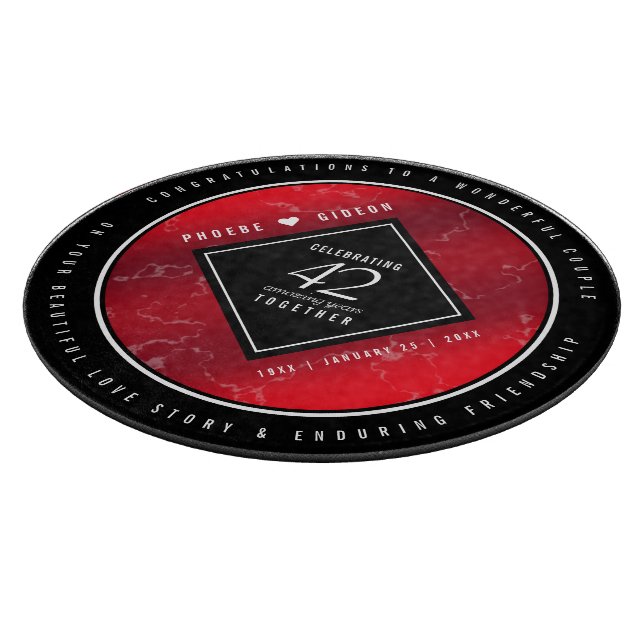 Tabla De Cortar Elegante 42° Aniversario del Boda Jasper (Borde)