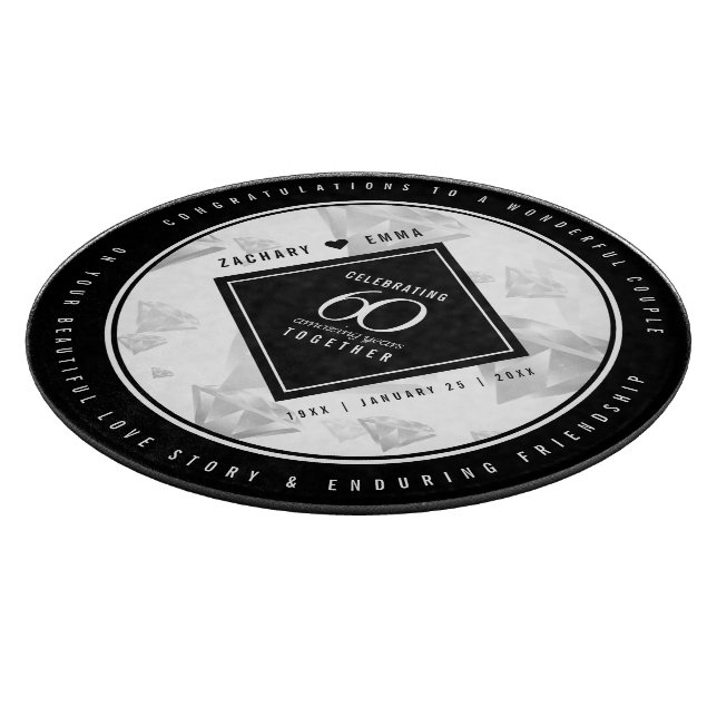 Tabla De Cortar Elegante 60° Aniversario del Boda del Diamante (Borde)