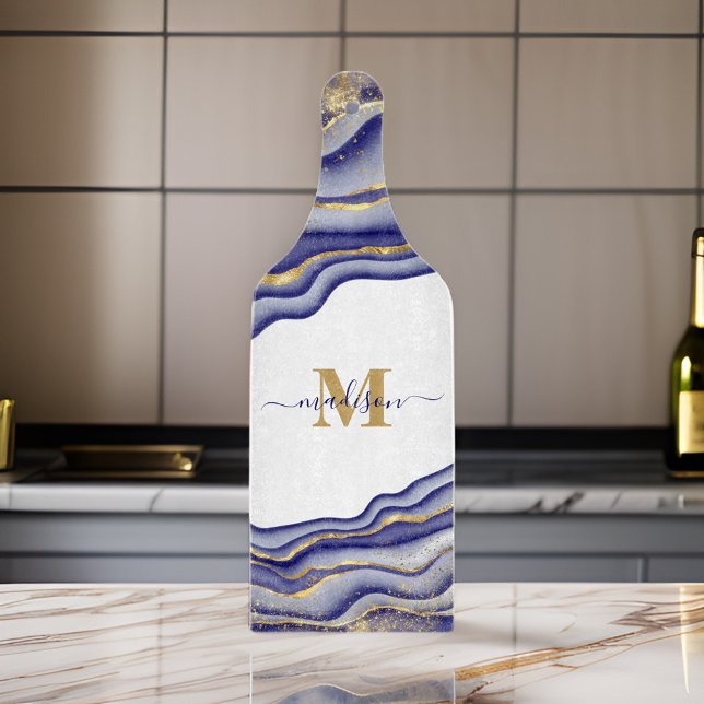 Tabla De Cortar Elegante Agate de Mármol Púrpura Monogramado (Subido por el creador)