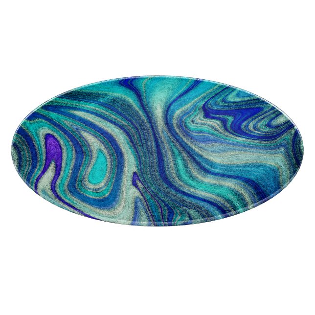 Tabla De Cortar Elegante Aquamarine Paua Rainbow Shell inspirado (Borde)