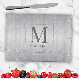 Tabla De Cortar Elegante Chic Moderno Blanco Gris Estrellas Platea