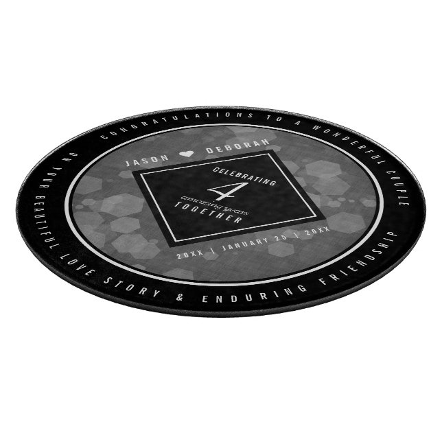 Tabla De Cortar Elegante cuarto aniversario Boda de Linen (Borde)