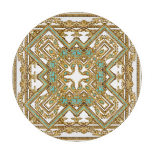 Tabla De Cortar Elegante diseño barroco dorado, ornamental.