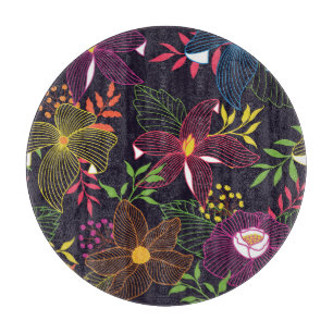 Tabla De Cortar Elegante estampado floral sin fisuras, diseño artí